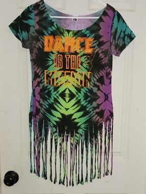 Kids Tie-Dye Fringe Dance Tee - Multicolor